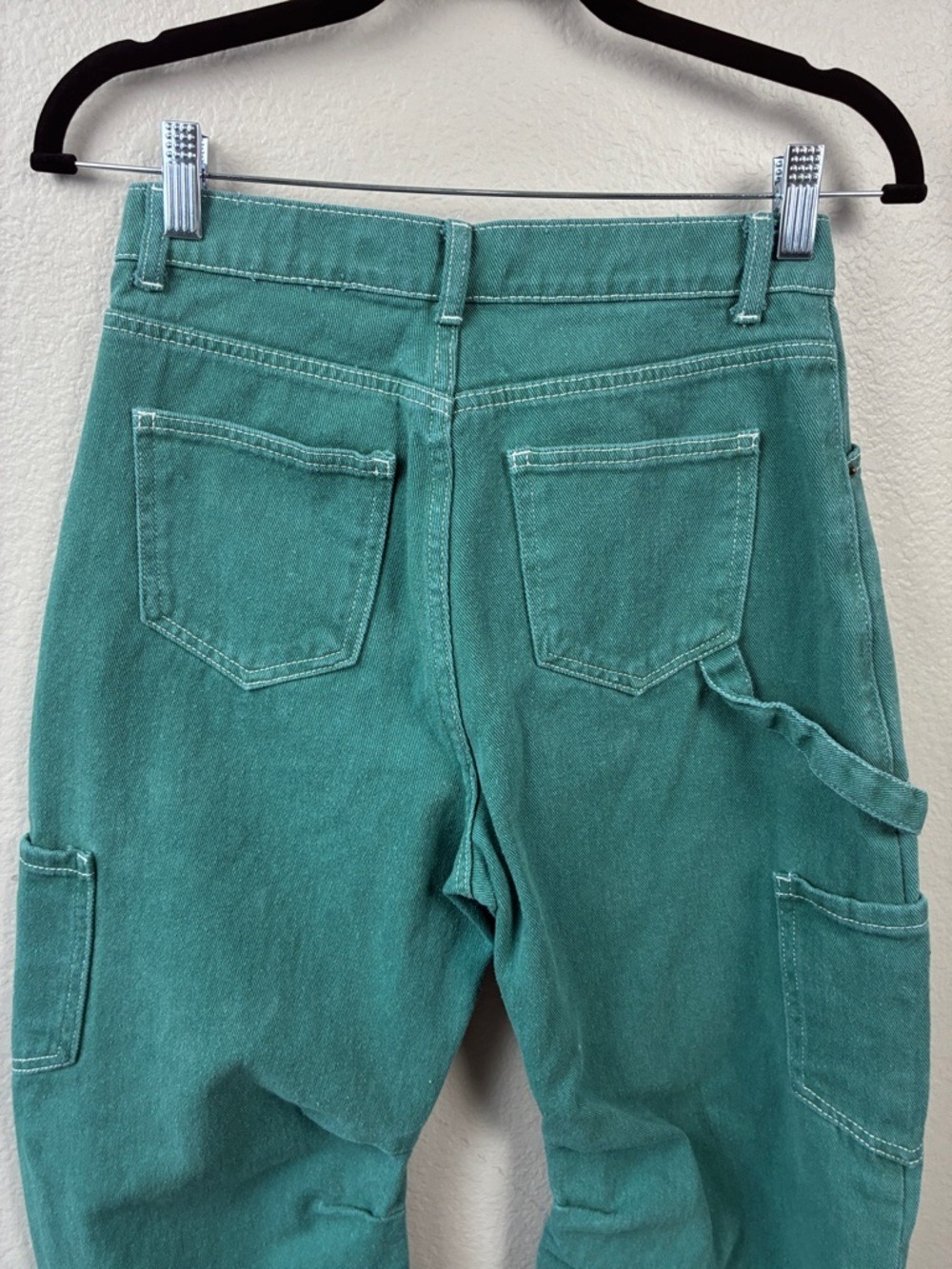 Lioness Miami Vice Barrel Jeans Cargo Pants Green/White Contrast Stitch XS/26 - Picture 7 of 9